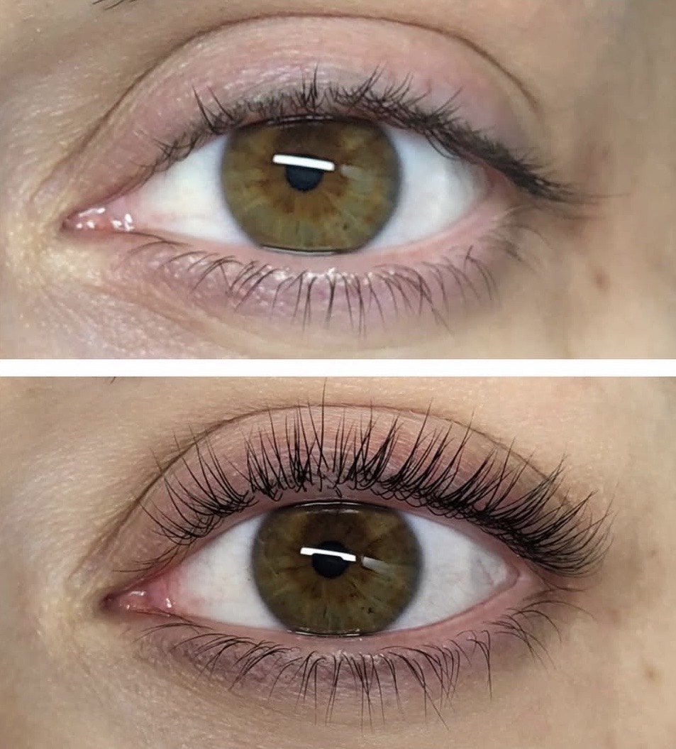 Lash lift and tint result — natural curled lashes at the Jersey Shore